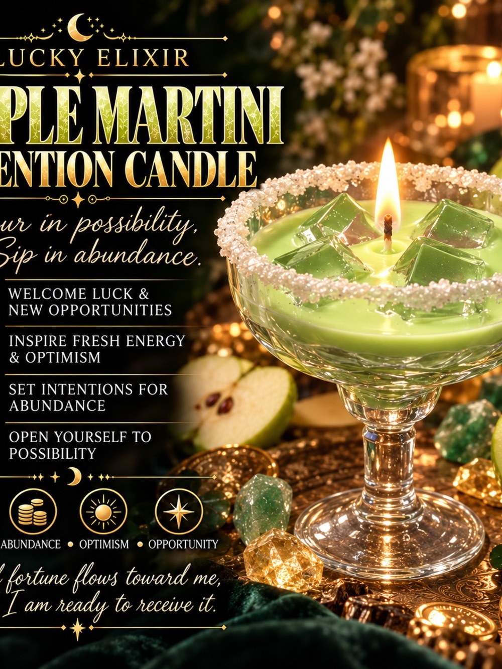 Apple Martini Intention Candle - Green